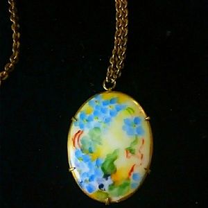 Vintage Hand Painted Floral Pendant